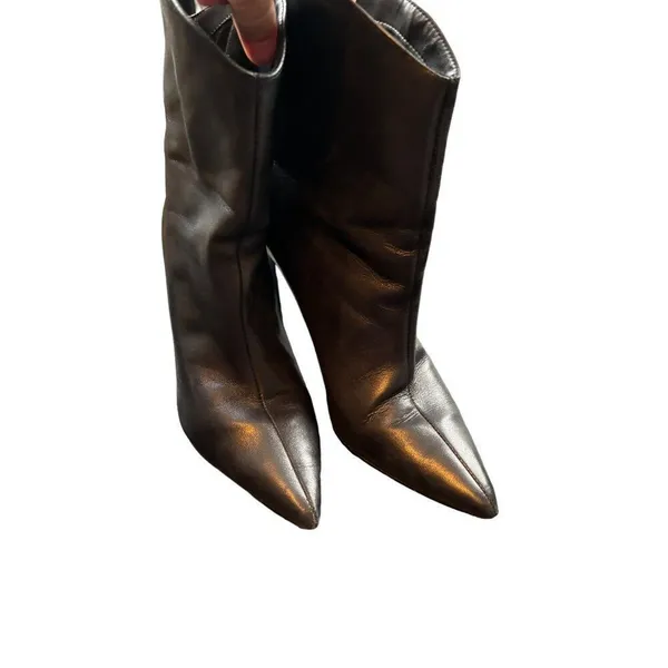 Bota Salto Alto Women's Black Leather Pointed Toe Ankle Boots 3" Heel Size 8.5 - Image 13