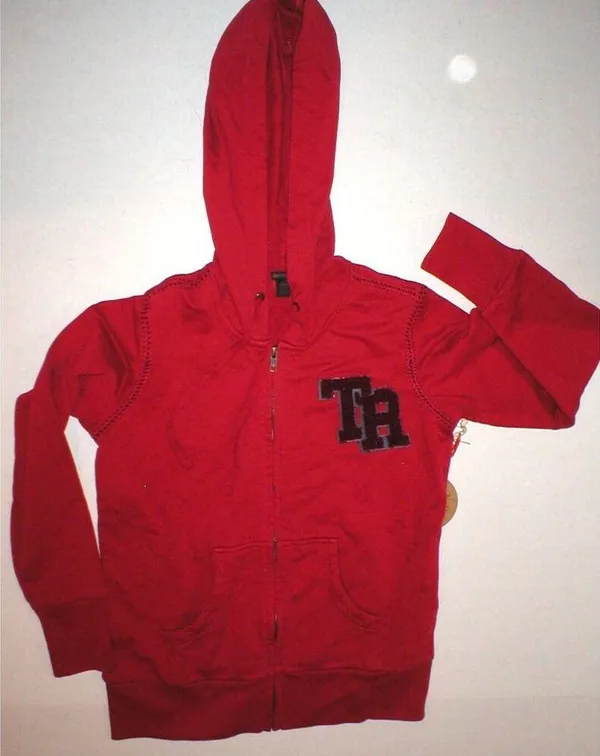 New Womens Designer True Religion Patch Hoodie Jacket Baseball Stitch Red XS NWT - Image 2