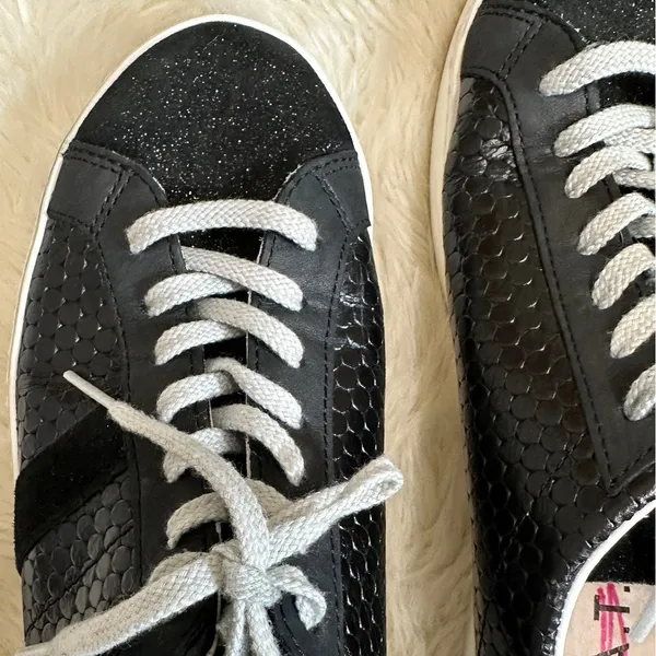 D.A.T.E.‎ Curve Sneakers 7 Black Leather Glitter Snake Print Platform Shoes - Image 7