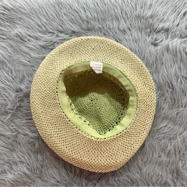 Anthropologie Handmade Crochet cottage core Straw Bucket Hat Foldable Travel Sun Hat - Image 3