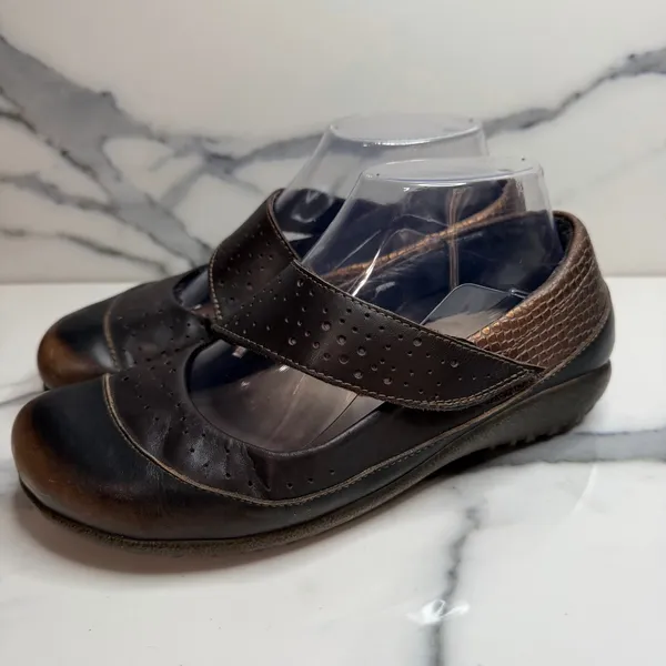 NAOT Women's Brown & Metallic Aroha Mary Janes Shoes Sz 38 Sz 7.5 Comfort Casual - Image 3
