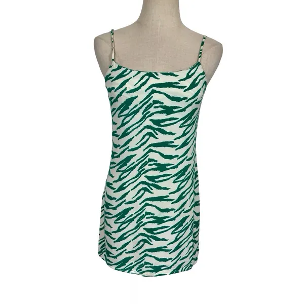 Reformation Lindsey Zebra Print Mini Slip Dress - Image 2