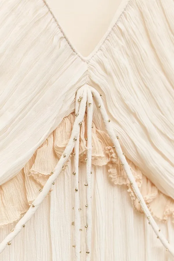 Zara Cream Maxi Dress long flowy bohemian summer casual vacation sundress wedding - Image 10