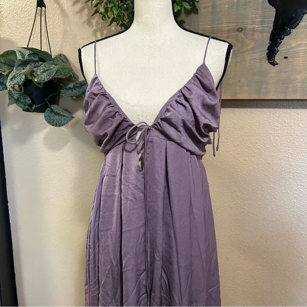 Lulus Confidence Check Dusty Purple Satin Tie-Back Maxi Dress - Image 4
