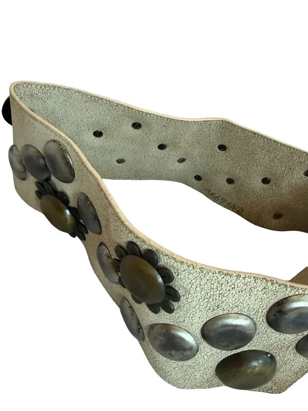 Beige Floral Stud Wide Belt Unique Y2k Retro Vintage 40" Long Women's - Image 10