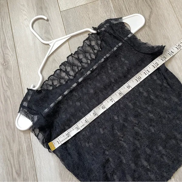 Lace Crop Top high neck sleeveless womens Black (one size) goth dark whimsigoth - Image 4