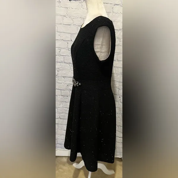 Eliza J Cocktail Dress Black Sleeveless Sparkle Rhinestone Sz 10 Fit & Flare - Image 4
