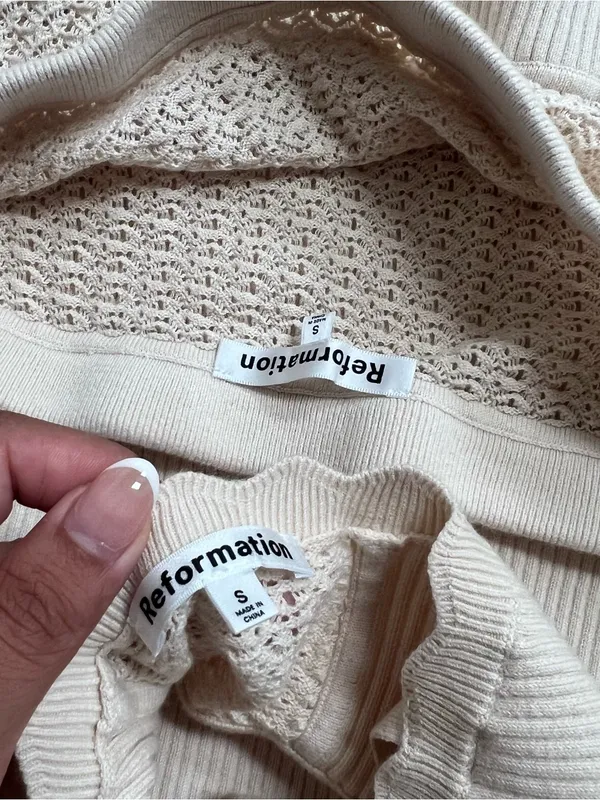Reformation Magnolia Knit Set Ivory - Size Small - Image 9
