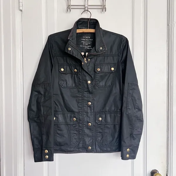 J Crew • Downtown Field Jacket waxed cotton canvas black military utility cargo - Image 2