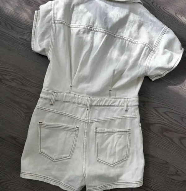 These Three Boutique White Denim Gameday Romper - Image 2