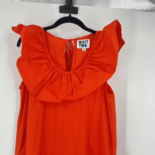 Anthropologie Whit Two Dress Womens Small Orange Ruffle Tiered Midi Boho - Image 8