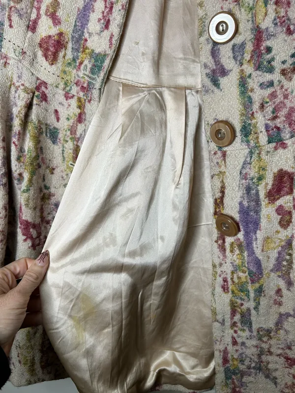 Anthropologie Elevenses Blurred Watercolor colorful Fresco Wool Peacoat size 2 - Image 7