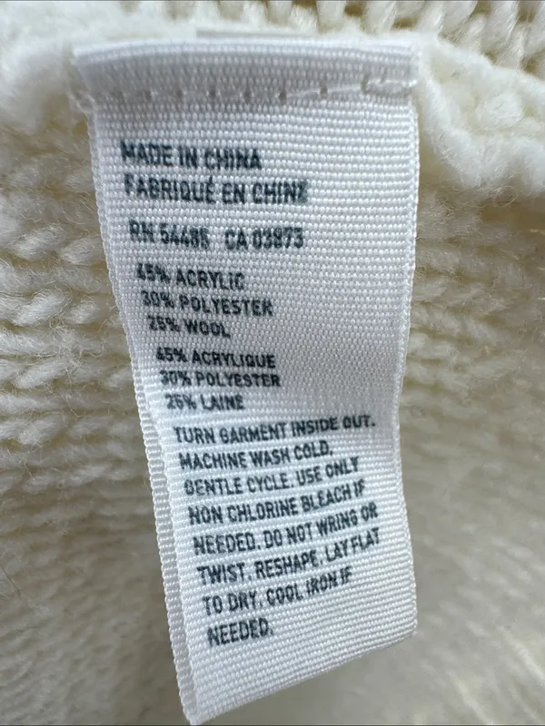 American Eagle Outfitters Cream Crewneck cable Knit Sweater wool blend L winter - Image 10