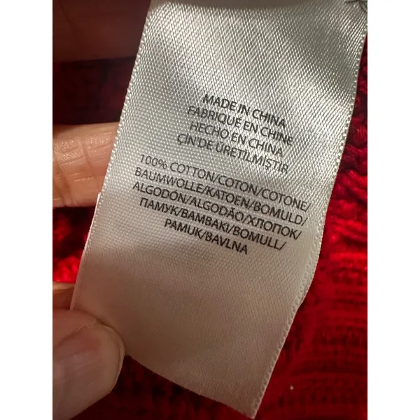 Polo Ralph Lauren Red Cotton Cable Knit Crewneck Sweater‎ Garment Dye XS - Image 6
