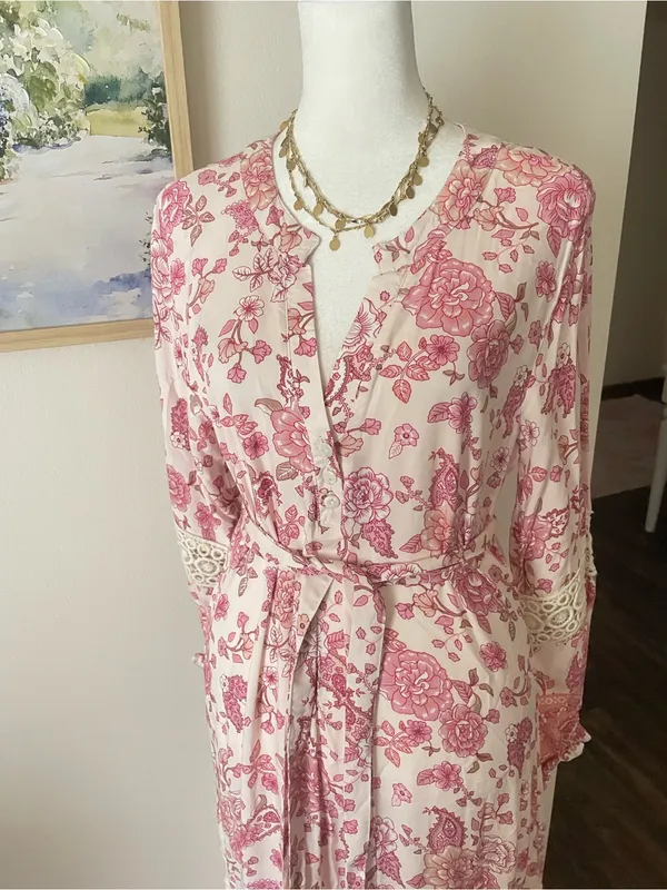 Walker & Wade Juliette Long Sleeve Maxi Dress French Rose Floral Size XS - Image 4