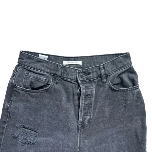Womens PacSun High Rise Black Rinse Straight Distressed Jeans - Sz 26 - Image 2