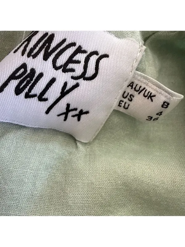 Princess Polly Sage Green Linen Blend Tie-Front Mini Dress - US 4 Festival - Image 6