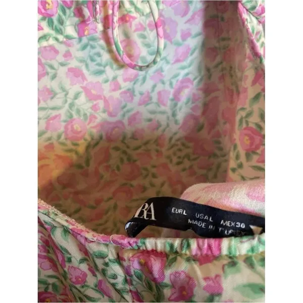 Zara Floral Mini Floral Coquette Preppy Dress‎ Romantic size Large - Image 7