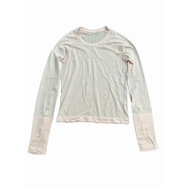 Lululemon Swiftly Tech Cropped‎ Long Sleeve Womens Size 4 Pink Activewear #HH2-6 - Image 2