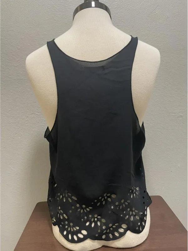 Brandy Melville Black Floral Cut Out Crop Top - Image 3