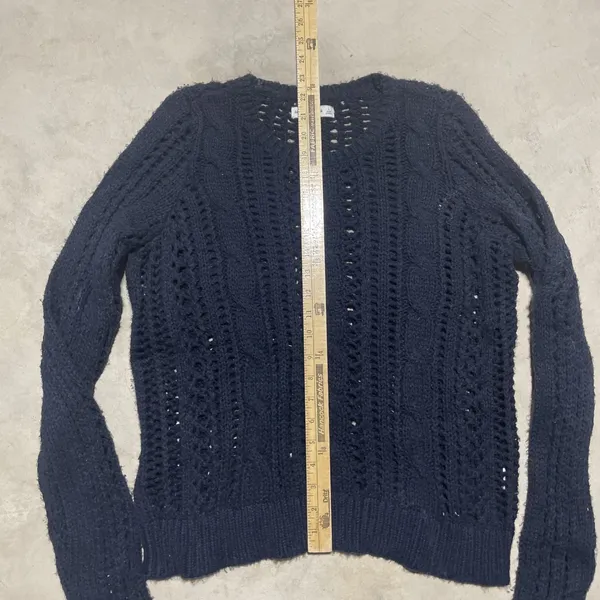 Y2K Babydoll Abercrombie Fitch Women's SZ L Navy Sweater Indie Sleaze Knit VTG - Image 3