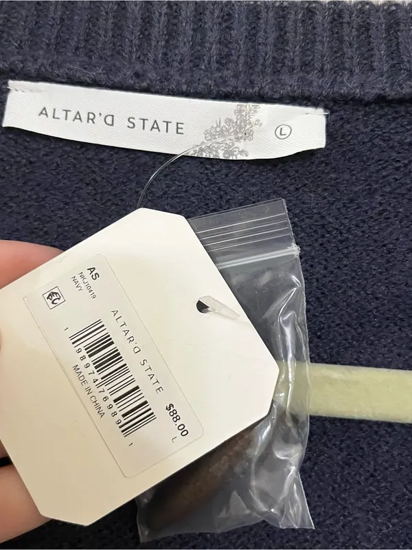 NEW Altar’d State Navy Knit Cardigan Sweater Size Large NWT - Image 5