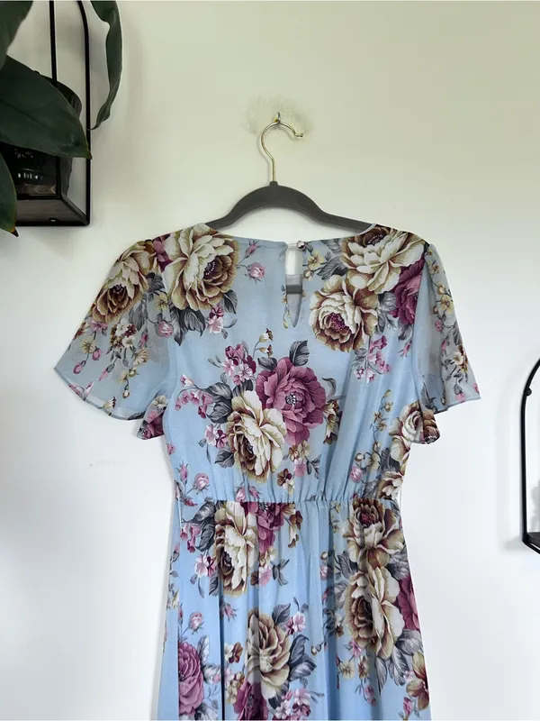 NWT Baltic Born Naomi Short Sleeve Blue Multi Floral Print‎ Maxi Dress Size XS - Image 5