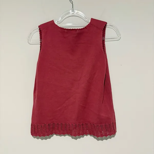 Laura Ashley silk lace crochet v neck tank top pink red‎ small - Image 2