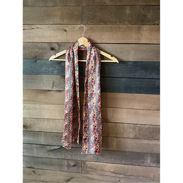 Y2K Mod Circle Print Skinny Scarf Retro Pink Geometric Neck Scarf - Image 2