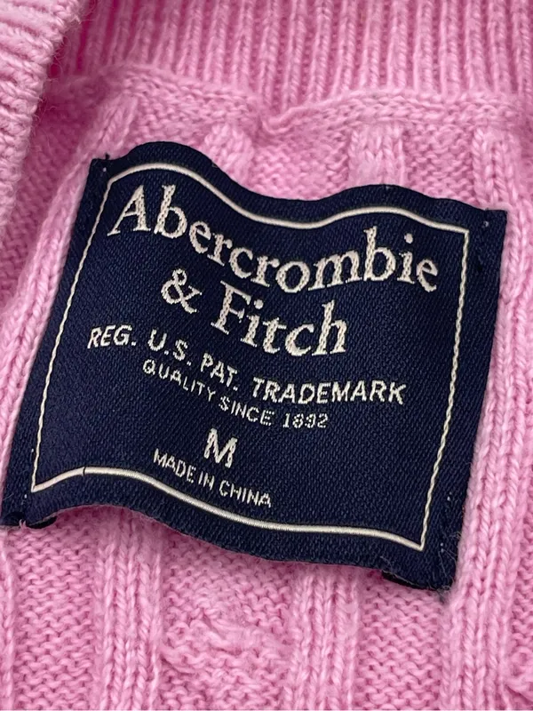 Vtg Y2k 2000s Abercrombie & Fitch Pink Cable Knit Crewneck Sweater Womens Sz Med - Image 6