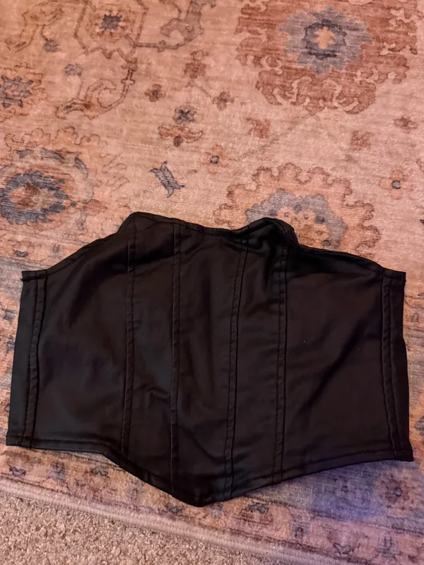Edikted Black Leather Corset Top - Image 2