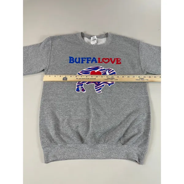 Gildan Activewear Womens Gray “Buffalo Love” Sweatshirt Size S - Image 4