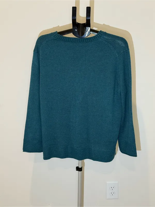 Ella Moss Teal Green Crewneck High-Low Sweater Size Large - Image 6