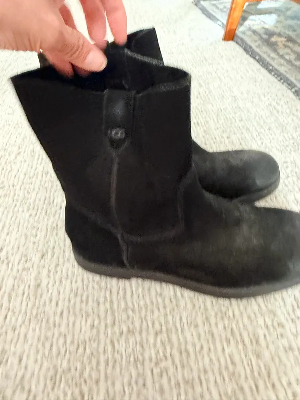 Ugg Josefene black oiled suede flat ankle combat Moto boots 8 - Image 16