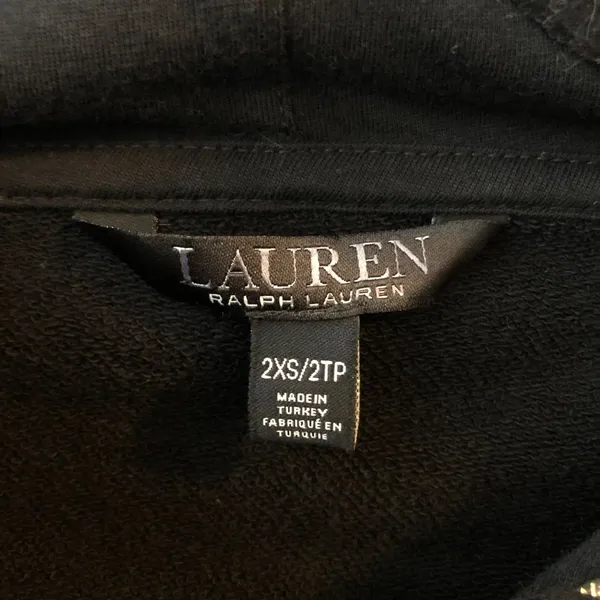 Lauren Ralph Lauren Black Label Womens Pullover Hoodie Embossed Logo 2XS - Image 4
