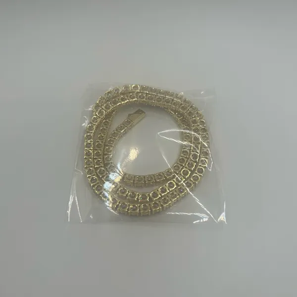 Moissanite Tennis Chain 5mm 22 Inch Gold New VVS1 D No Pass Hyperallergenic - Image 2
