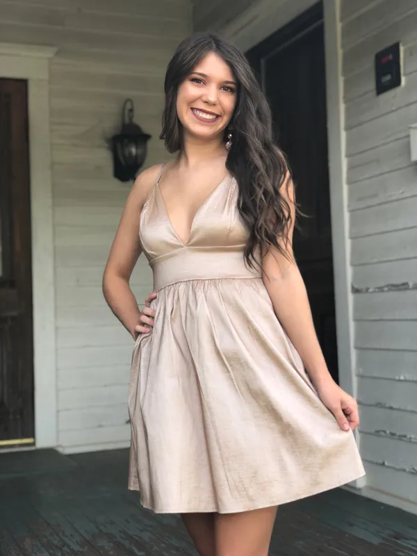 Windsor Rose Gold Formal Mini Dress - Image 3