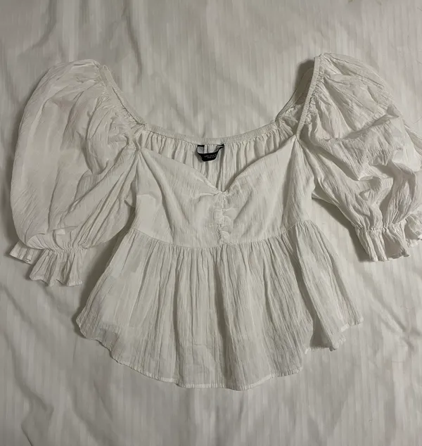 ZARA Crop White Linen Top - Image 2