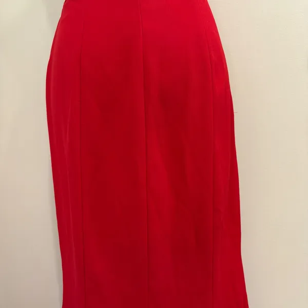 VTG Y2K Showtime Red Beaded Asymmetrical Midriff Cutout Prom Gown Sexy Witch 90s - Image 9