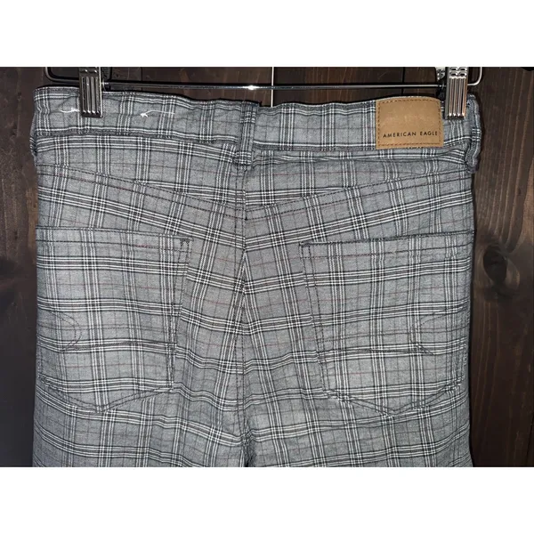 American Eagle Mom Straight Pant 6 Gray Plaid Stretch - Image 9