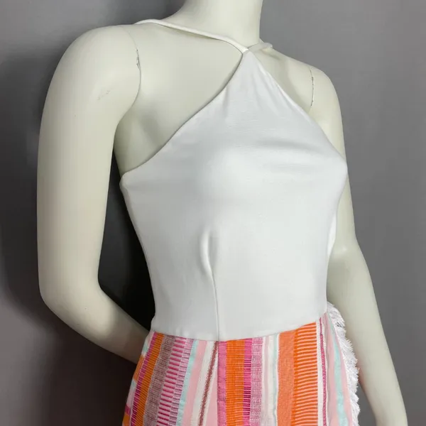 Anthropologie Hutch Dress Kayln‎ Halter Tank Colorful White Sz 4 Faux Wrap Skirt - Image 15