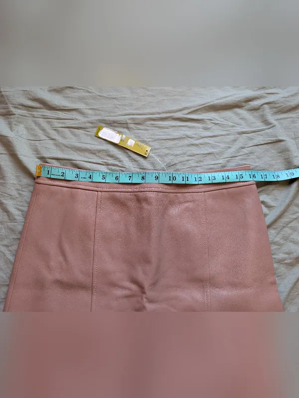 NWT Gianni Bini Leather Rachel Skirt Medium Blush - Image 5