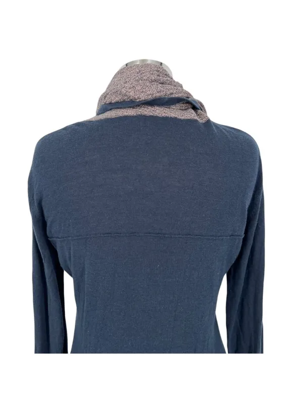Skunkfunk Navy Long-Sleeve Knit Top With Textured Cowl Neck Size 4 - Image 7