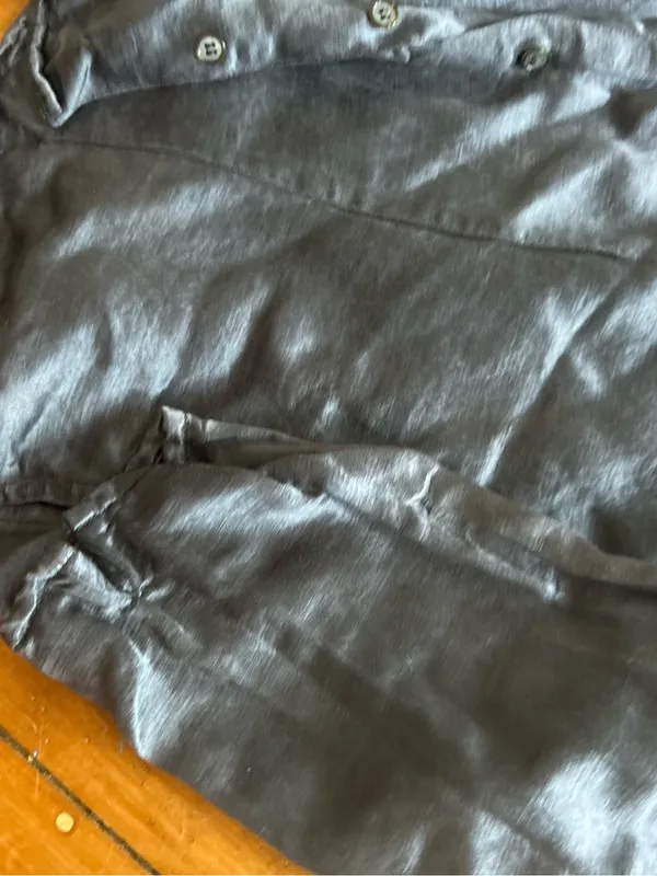 CP Shades silk satin Button Down Shirt gray purple long sleeve small - Image 2