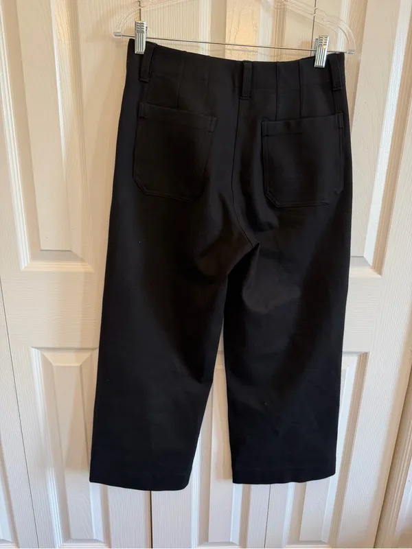 Quince Ultra Stretch Ponte Cropped Wide Leg Pants Black Size 6 - Image 3