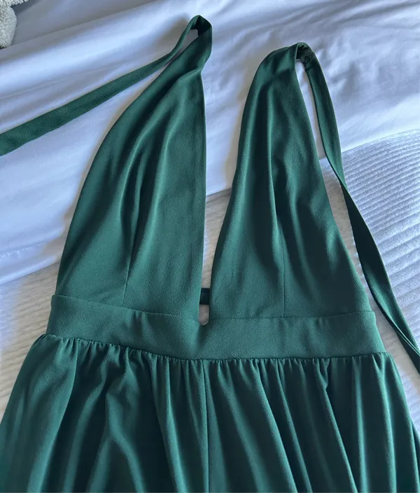 Urban Outfitters Halter Plunge Green Jumpsuit - Image 4