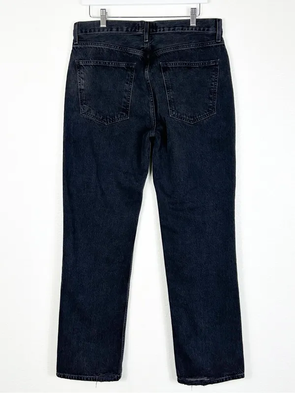 AGOLDE Lana organic cotton dark gray black straight leg distressed jeans size 30 - Image 2