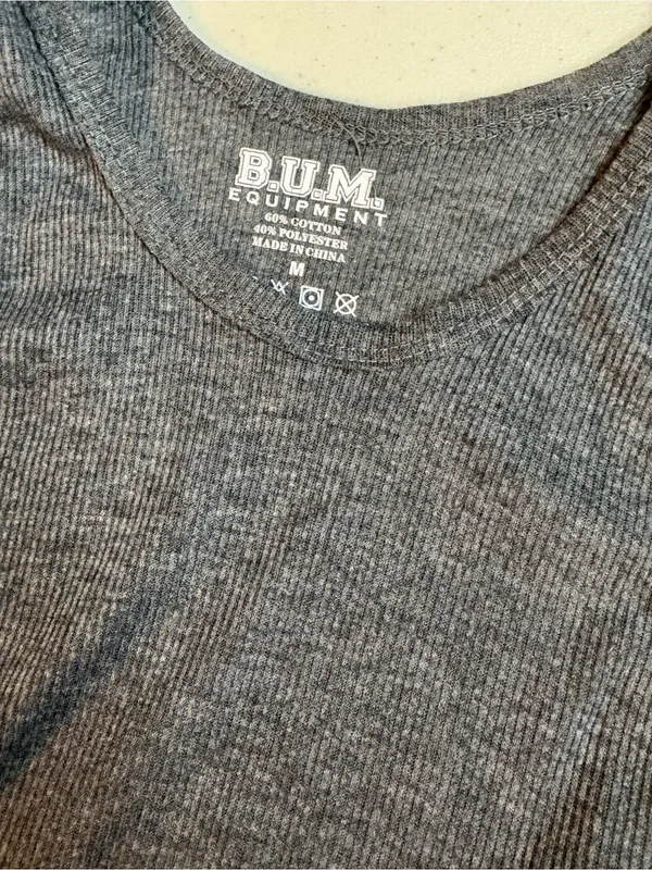 BUM EQUIPMENT MEDIUM ✨ VINTAGE Y2K ribbed sleeveless cropped tank gray VGUC - Image 2