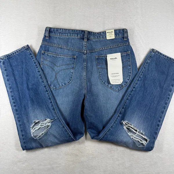 Rollas Dusters High Rise Distressed Jeans Lilyworn Blue Denim 12594B Size 31 NEW - Image 2