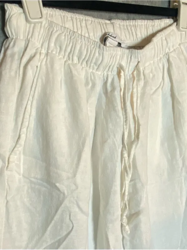 White Made in Italy Coastal Breathable quiet luxury White Pants Boho‎ Small - Image 7